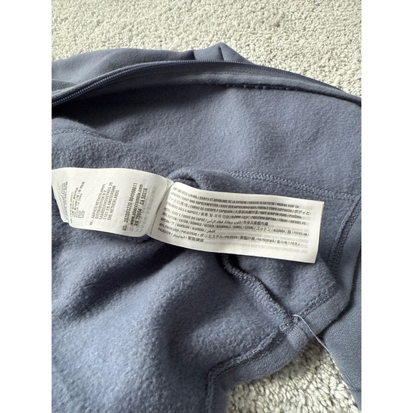 Hollister Crop Sweater Womens Large Long Sleeve Zip Hooded Blue Grey Zip Logo - Picture 5 of 6